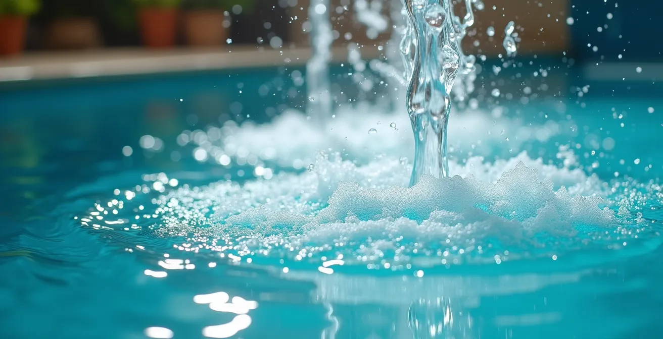 Système de jets d'eau haute pression dans une piscine de balnéothérapie créant des remous thérapeutiques