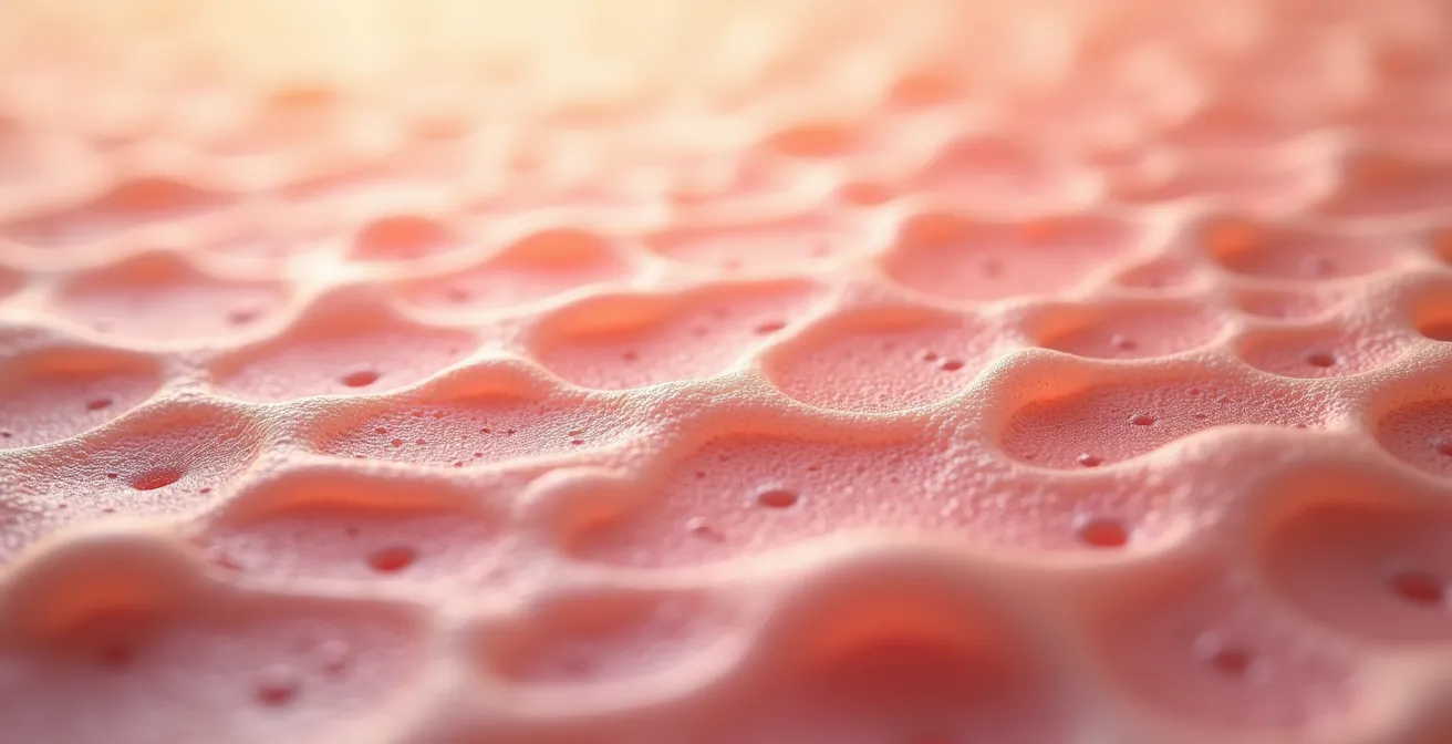 Vue macro de la texture d'une peau saine avec détails des pores et de la surface épidermique