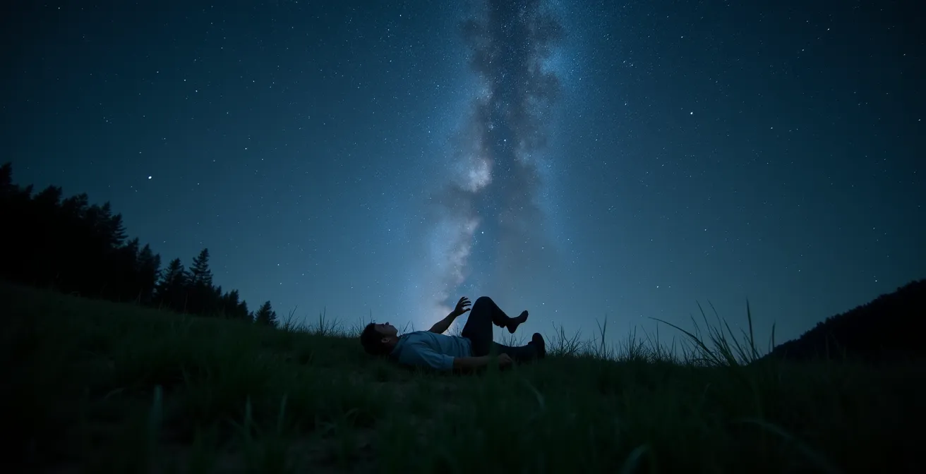 Observation nocturne du ciel étoilé dans un environnement naturel préservé, sans pollution lumineuse