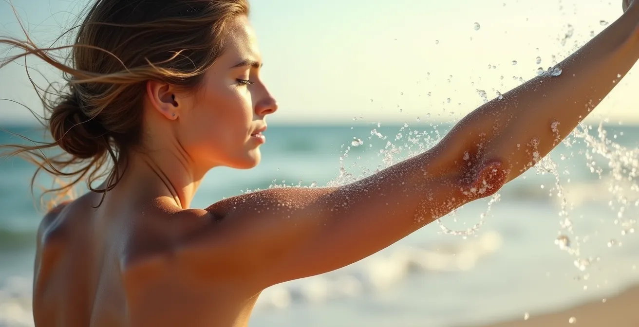 Effet du vent sur la peau créant une carte sensorielle lors de la pratique du windsurf
