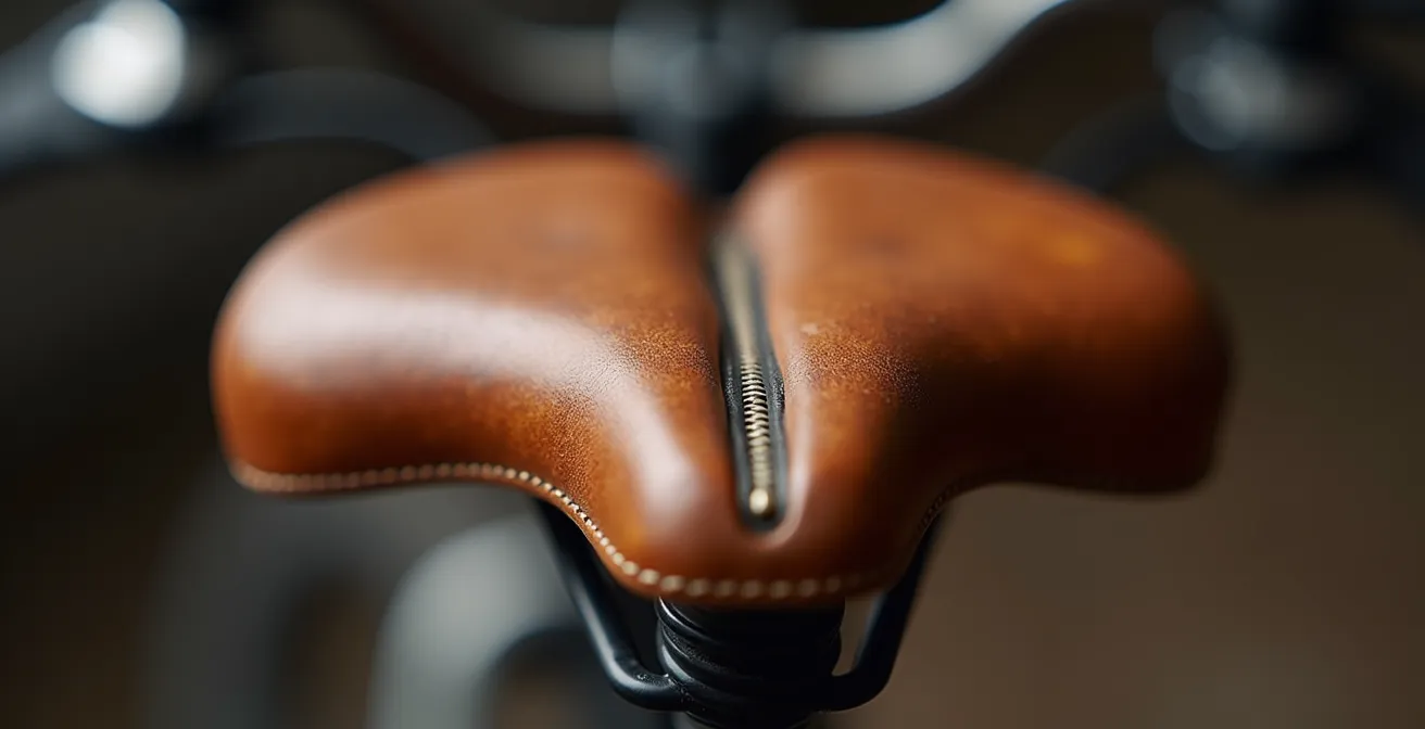 Selle de vélo ergonomique avec détails techniques pour le confort