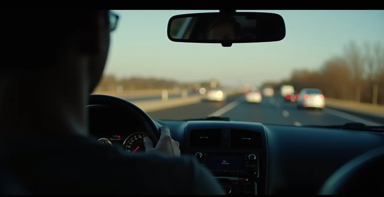 Vue latérale d'un habitacle de voiture depuis l'extérieur montrant l'exposition aux regards